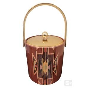 Vintage 1970s Elegance by Kraftware Southwestern Insulated Ice Bucket Gold Lid
